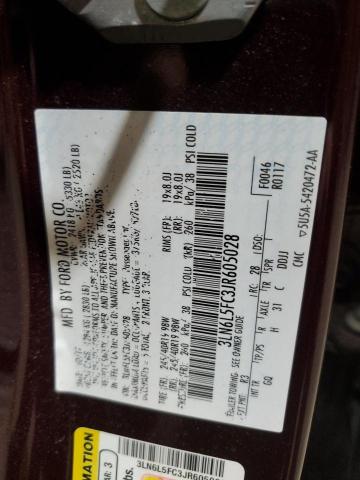 3LN6L5FC3JR605028 - 2018 LINCOLN MKZ RESERVE ბურგუნდია ფოტო 13