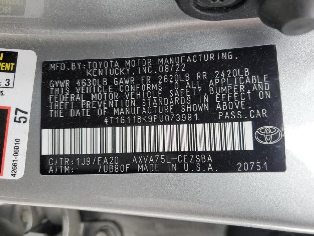 4T1G11BK9PU073981 - 2023 TOYOTA CAMRY SE NIGHT SHADE SILVER photo 12