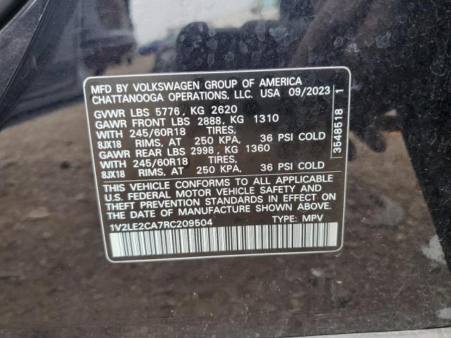 1V2LE2CA7RC209504 - 2024 VOLKSWAGEN ATLAS CROS SE Noir photo 14