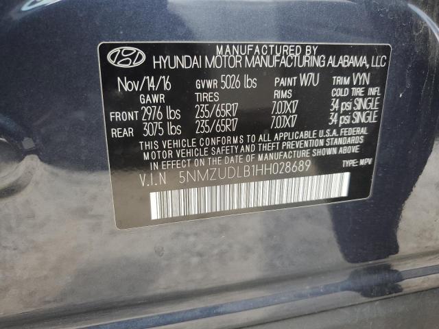 5NMZUDLB1HH028689 - 2017 HYUNDAI SANTA FE S BLUE photo 14