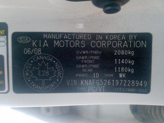 KNAFG526197228949 - 2009 KIA RONDO LX  photo 10