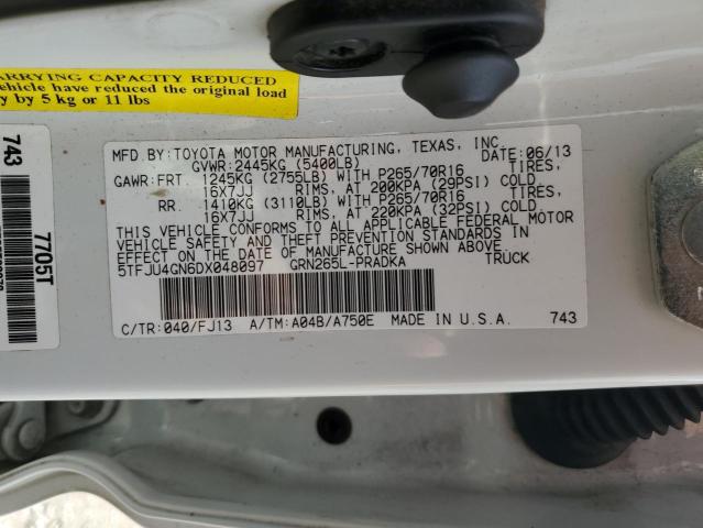 5TFJU4GN6DX048097 - 2013 TOYOTA TACOMA DOUBLE CAB PRERUNNER WHITE photo 12