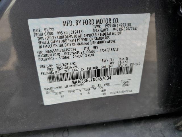 MAJ6S3GL7NC457034 - 2022 FORD ECOSPORT SE Boz foto 12