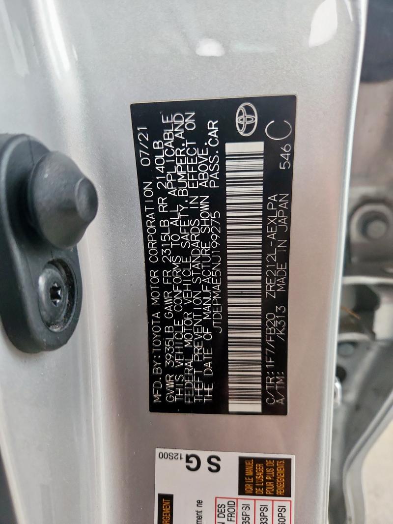 JTDEPMAE5NJ199275 - 2022 TOYOTA COROLLA LE Silber Foto 13