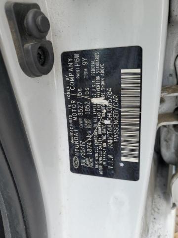 KMHCT4AE0HU365784 - 2017 HYUNDAI ACCENT SE WHITE photo 12