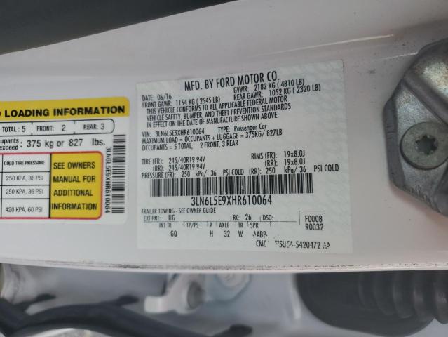 3LN6L5E9XHR610064 - 2017 LINCOLN MKZ RESERVE თეთრი ფოტო 12