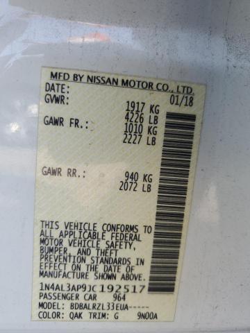 1N4AL3AP9JC192517 - 2018 NISSAN ALTIMA 2.5 თეთრი ფოტო 12