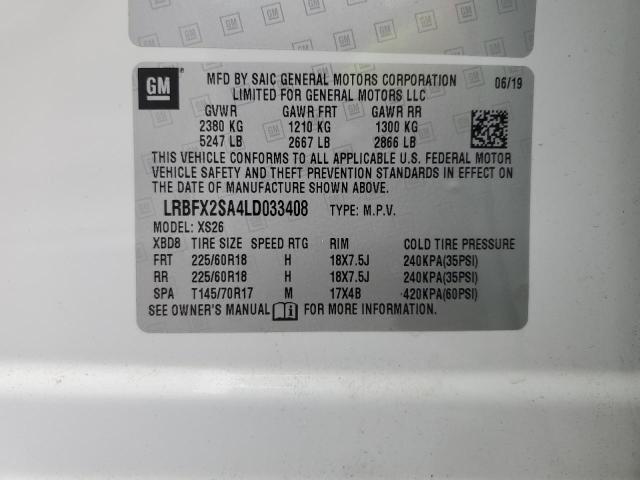 LRBFX2SA4LD033408 - 2020 BUICK ENVISION ESSENCE أبيض صورة 13