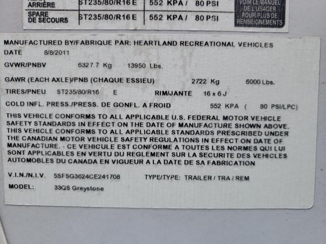 5SFSG3624CE241708 - 2012 HEARTLAND GATEWAY 灰色 照片 10