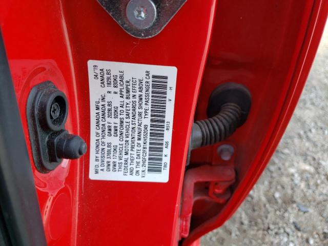 2HGFC2F81KH552049 - 2019 HONDA CIVIC SPORT 红色 照片 13