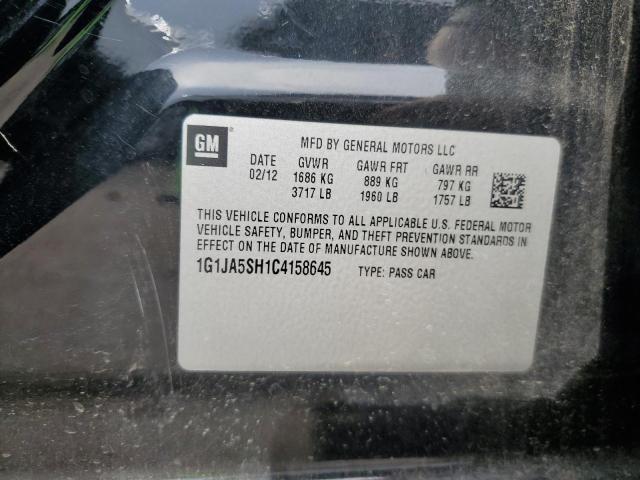 1G1JA5SH1C4158645 - 2012 CHEVROLET SONIC LS შავი ფოტო 13