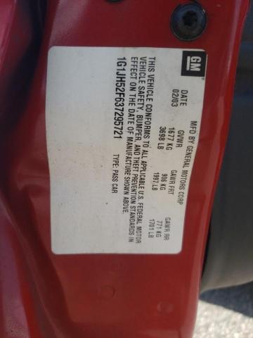 1G1JH52F637295721 - 2003 CHEVROLET CAVALIER LS SPORT RED photo 12