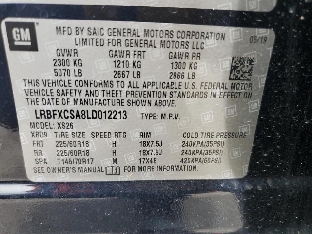 LRBFXCSA8LD012213 - 2020 BUICK ENVISION ESSENCE Սև լուսանկար 13