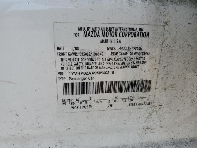 1YVHP82AX95M40319 - 2009 MAZDA 6 I WHITE photo 12