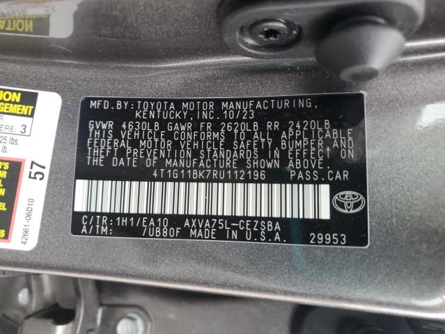 4T1G11BK7RU112196 - 2024 TOYOTA CAMRY SE NIGHT SHADE GRAY photo 12