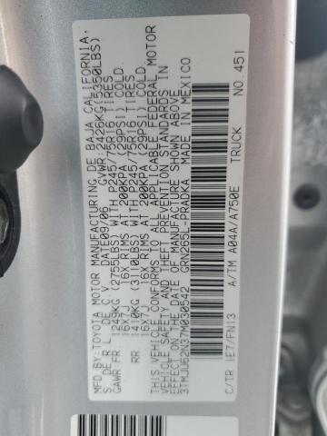 3TMJU62N37M030542 - 2007 TOYOTA TACOMA DOUBLE CAB PRERUNNER SILVER photo 12