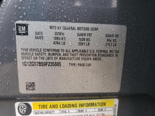 1G1ZG57B59F235665 - 2009 CHEVROLET MALIBU LS GRAY photo 12