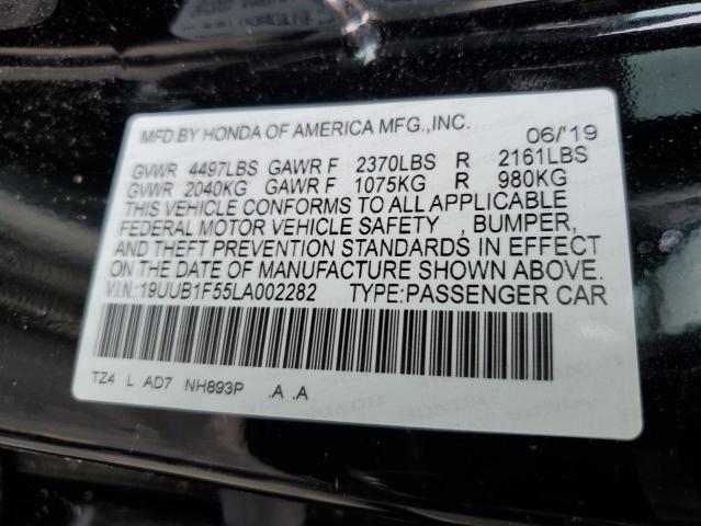 19UUB1F55LA002282 - 2020 ACURA TLX TECHNOLOGY შავი ფოტო 12
