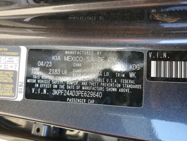 3KPF24AD3PE629640 - 2023 KIA FORTE LX GRAY photo 12