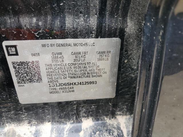 1G1JD6SHXJ4125993 - 2018 CHEVROLET SONIC LT შავი ფოტო 13