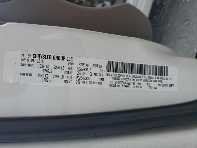 2C4RC1CG0CR227101 - 2012 CHRYSLER TOWN & COU TOURING L WHITE photo 13