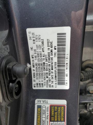 5J6RM4H59FL067958 - 2015 HONDA CR-V EX GRAY photo 14