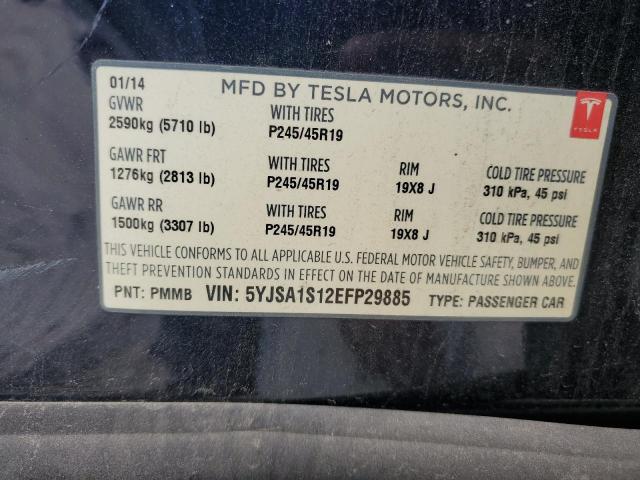 5YJSA1S12EFP29885 - 2014 TESLA MODEL S 蓝色 照片 12