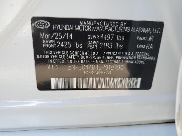 5NPEC4AB4EH919790 - 2014 HYUNDAI SONATA SE WHITE photo 12