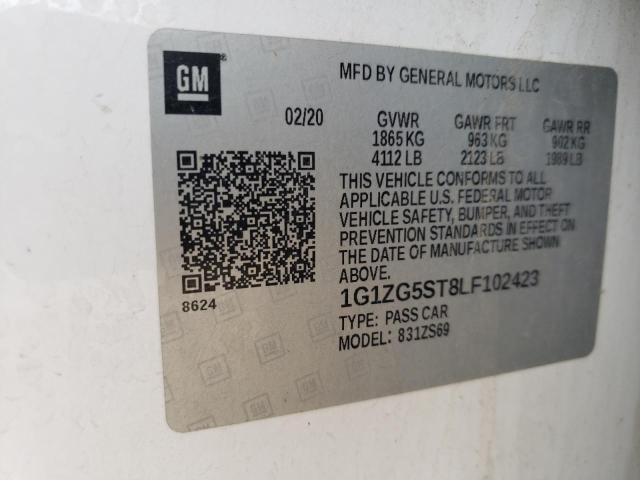 1G1ZG5ST8LF102423 - 2020 CHEVROLET MALIBU RS WHITE photo 13