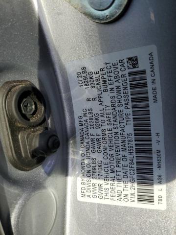 2HGFC2F84LH597875 - 2020 HONDA CIVIC SPORT 银色 照片 12