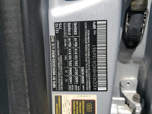 4JGDA5HBXDA166961 - 2013 MERCEDES-BENZ ML 350 4MATIC SILVER photo 14