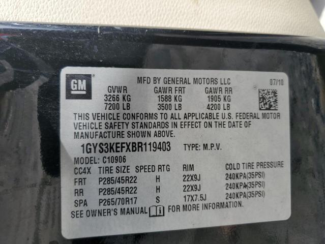 1GYS3KEFXBR119403 - 2011 CADILLAC ESCALADE ESV PLATINUM შავი ფოტო 13