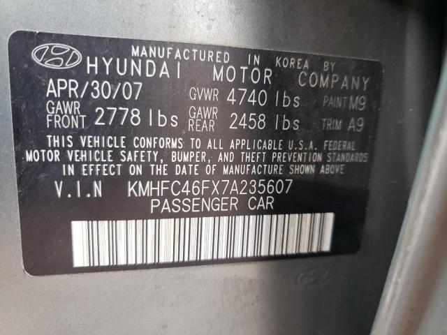 KMHFC46FX7A235607 - 2007 HYUNDAI AZERA SE GREEN photo 12