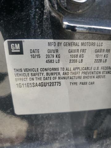 1G11E5SA4GU120775 - 2016 CHEVROLET MALIBU LIM LTZ BLACK photo 12