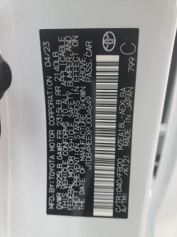 JTDB4MEEXPJ004649 - 2023 TOYOTA COROLLA LE თეთრი ფოტო 12