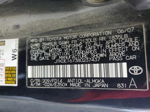 JTKDE167380237437 - 2008 TOYOTA SCION TC Qara foto 12