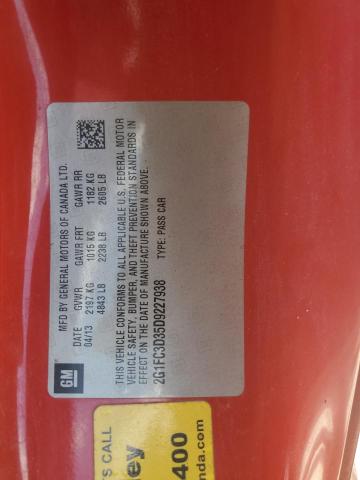 2G1FC3D35D9227938 - 2013 CHEVROLET CAMARO LT RED photo 13