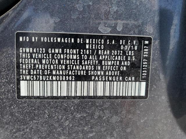 3VWC57BU2KM008962 - 2019 VOLKSWAGEN JETTA S GRAY photo 13