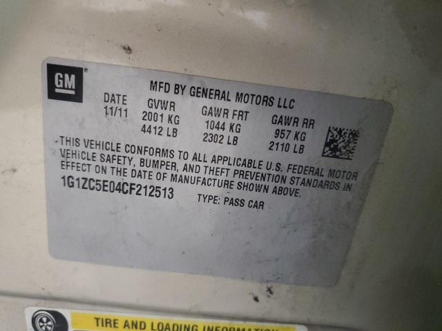 1G1ZC5E04CF212513 - 2012 CHEVROLET MALIBU 1LT 金色 照片 13