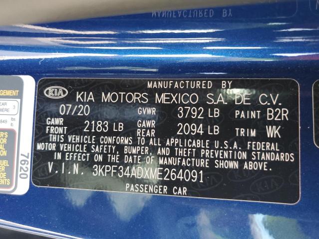 3KPF34ADXME264091 - 2021 KIA FORTE GT LINE BLUE photo 13