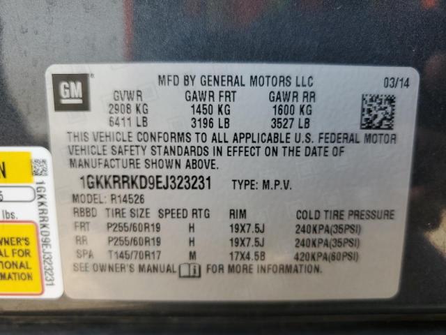 1GKKRRKD9EJ323231 - 2014 GMC ACADIA SLT-1 GRAY photo 13