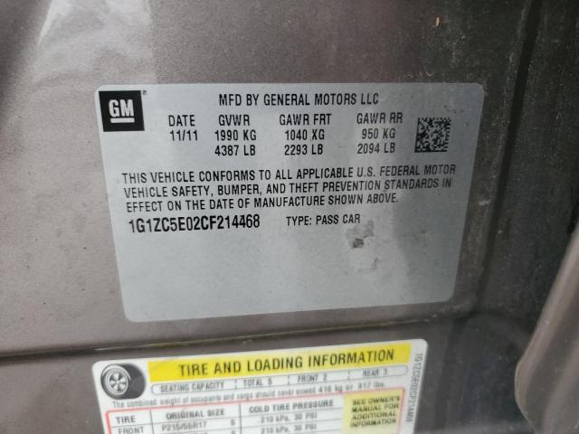 1G1ZC5E02CF214468 - 2012 CHEVROLET MALIBU 1LT CHARCOAL photo 12