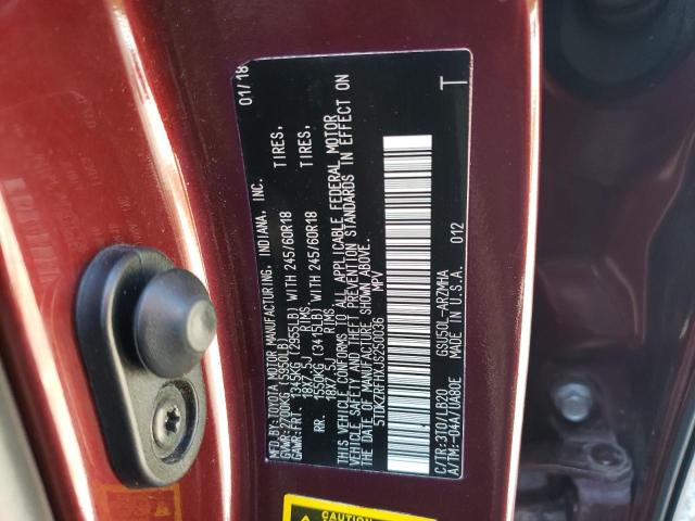 5TDKZRFHXJS250036 - 2018 TOYOTA HIGHLANDER SE Tünd qırmızı foto 13
