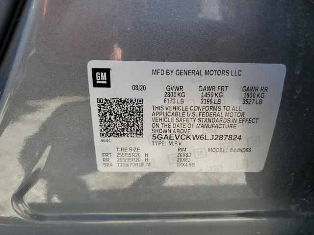 5GAEVCKW6LJ287824 - 2020 BUICK ENCLAVE AVENIR ნაცრისფერი ფოტო 14