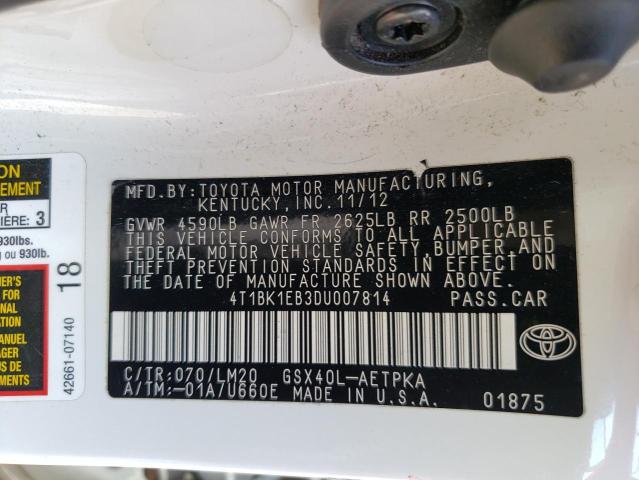 4T1BK1EB3DU007814 - 2013 TOYOTA AVALON BASE Ağ foto 12