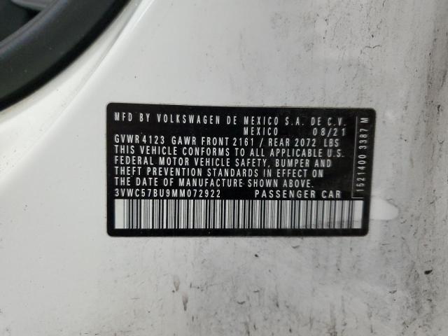 3VWC57BU9MM072922 - 2021 VOLKSWAGEN JETTA S WHITE photo 12