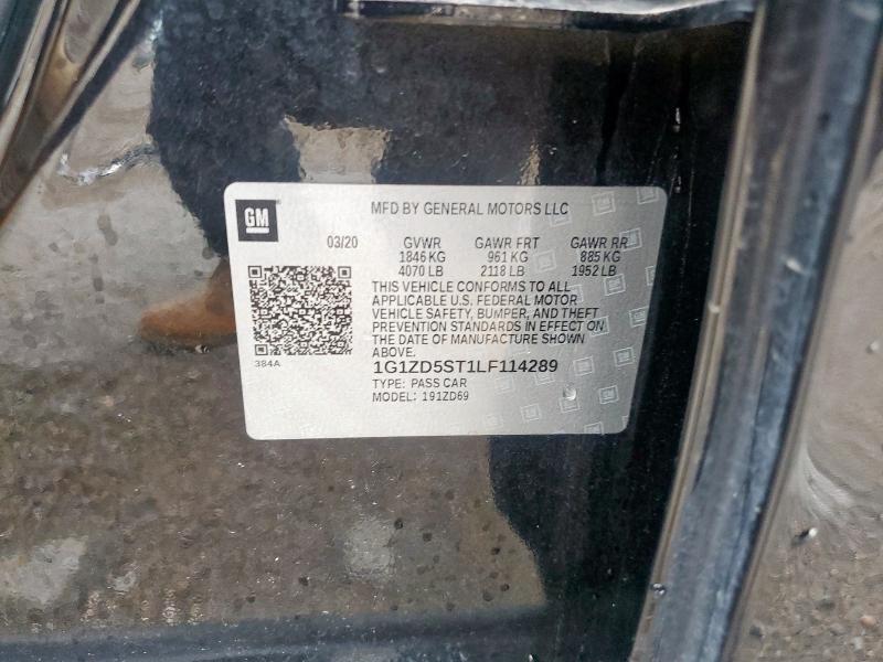 1G1ZD5ST1LF114289 - 2020 CHEVROLET MALIBU LT BLACK photo 12