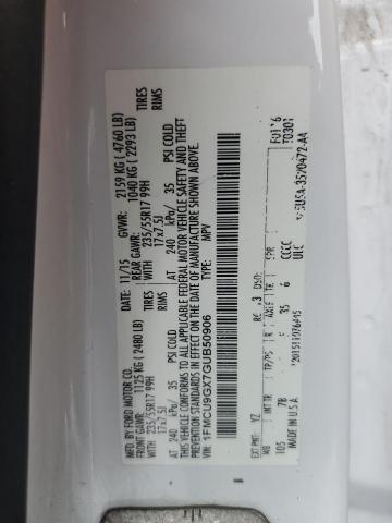 1FMCU9GX7GUB50906 - 2016 FORD ESCAPE SE 白色 照片 13