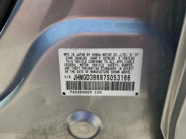 JHMGD38687S053166 - 2007 HONDA FIT S 银色 照片 12