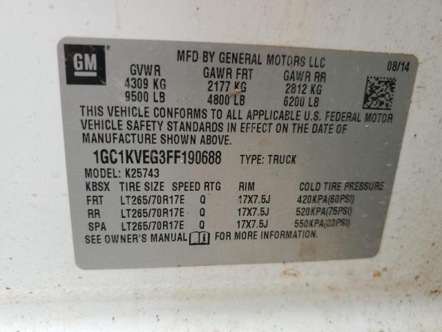 1GC1KVEG3FF190688 - 2015 CHEVROLET SILVERADO K2500 HEAVY DUTY LT WHITE photo 12